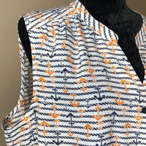 Nine West Anchor Print Nautical Sleeveless top, 18